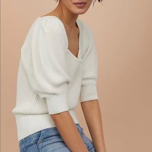 H&M Puff Sleeve Sweater White XS Sold Out!